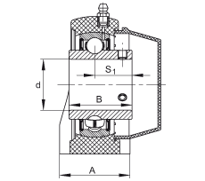 直立式軸承座單元 RASEY30-TV-VA, 塑料軸承座，內(nèi)圈帶平頭螺釘?shù)耐馇蛎媲蜉S承，耐腐蝕設計，R密封