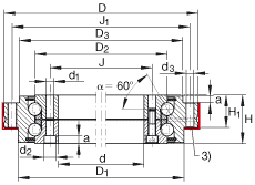 推力角接觸球軸承 ZKLDF120, 雙向，螺釘安裝，兩側(cè)帶密封蓋