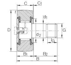 螺栓型滾輪 KR19-PP, 軸向引導(dǎo)，兩側(cè)用塑料推力平墊圈