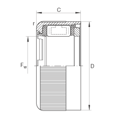 沖壓外圈滾柱離合器 HFL0606-KF-R, 滑動(dòng)或滾動(dòng)軸承布置，塑料彈簧，外圈滾花
