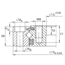 交叉滾子軸承 XU080120, 無(wú)齒，兩側(cè)唇密封