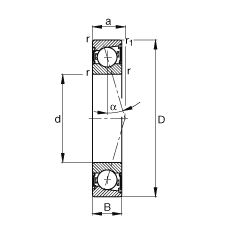 主軸軸承 B71900-C-2RSD-T-P4S, 調(diào)節(jié)，成對安裝，接觸角 α = 15°，兩側(cè)唇密封，非接觸，加嚴公差