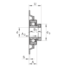 吊裝式軸承座單元 MSTU25, 鋼板軸承座，帶偏心鎖圈的外球面球軸承，P型密封，帶再潤滑結(jié)構(gòu)